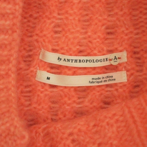 Anthropologie Bia Mock Neck Tectured Knit Bright Orange Tunic Sweater M - Picture 6 of 7